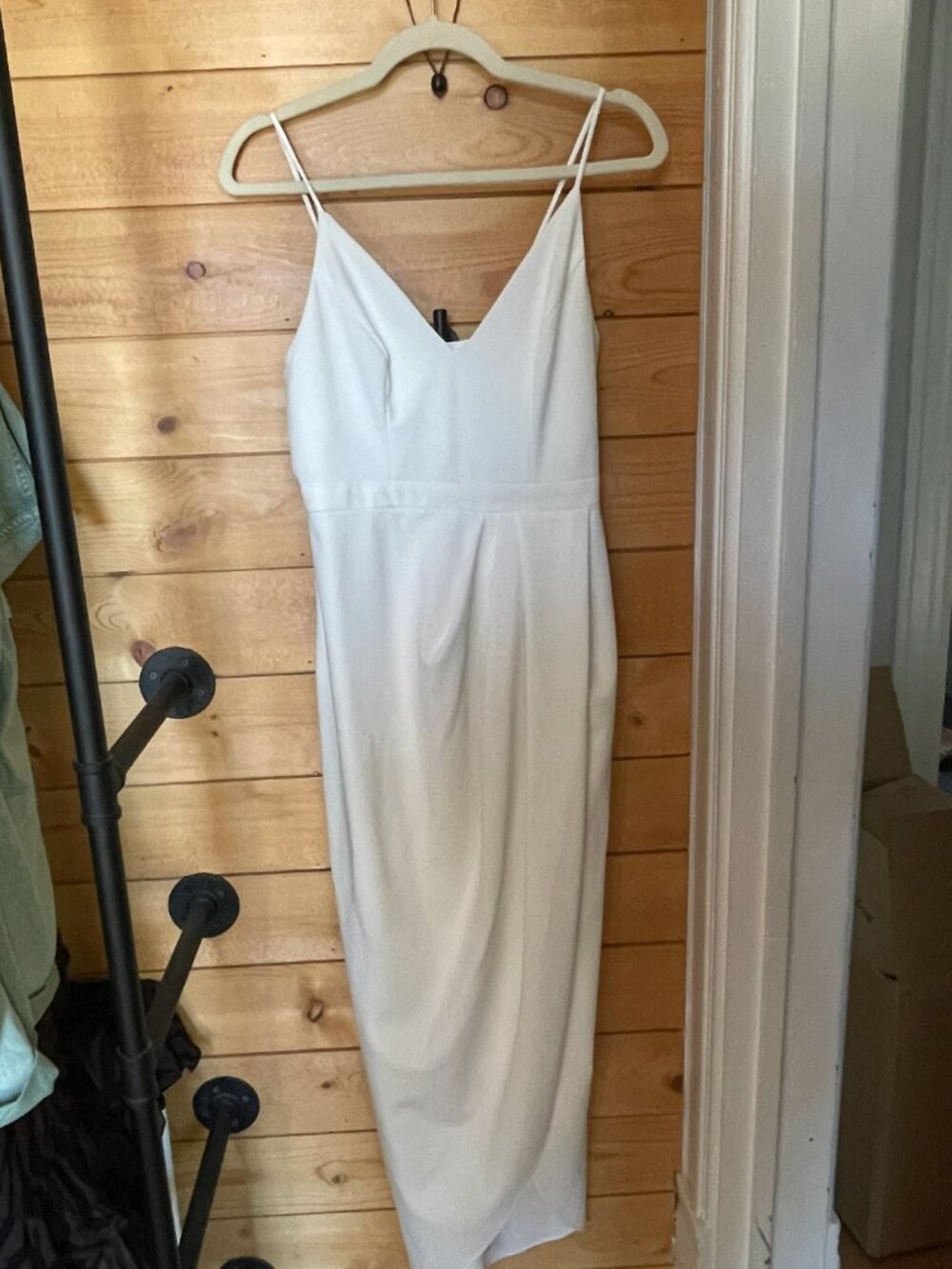 BHLDN Caron Crepe Midi Dress – Ivory, Size 6. Worn Once
